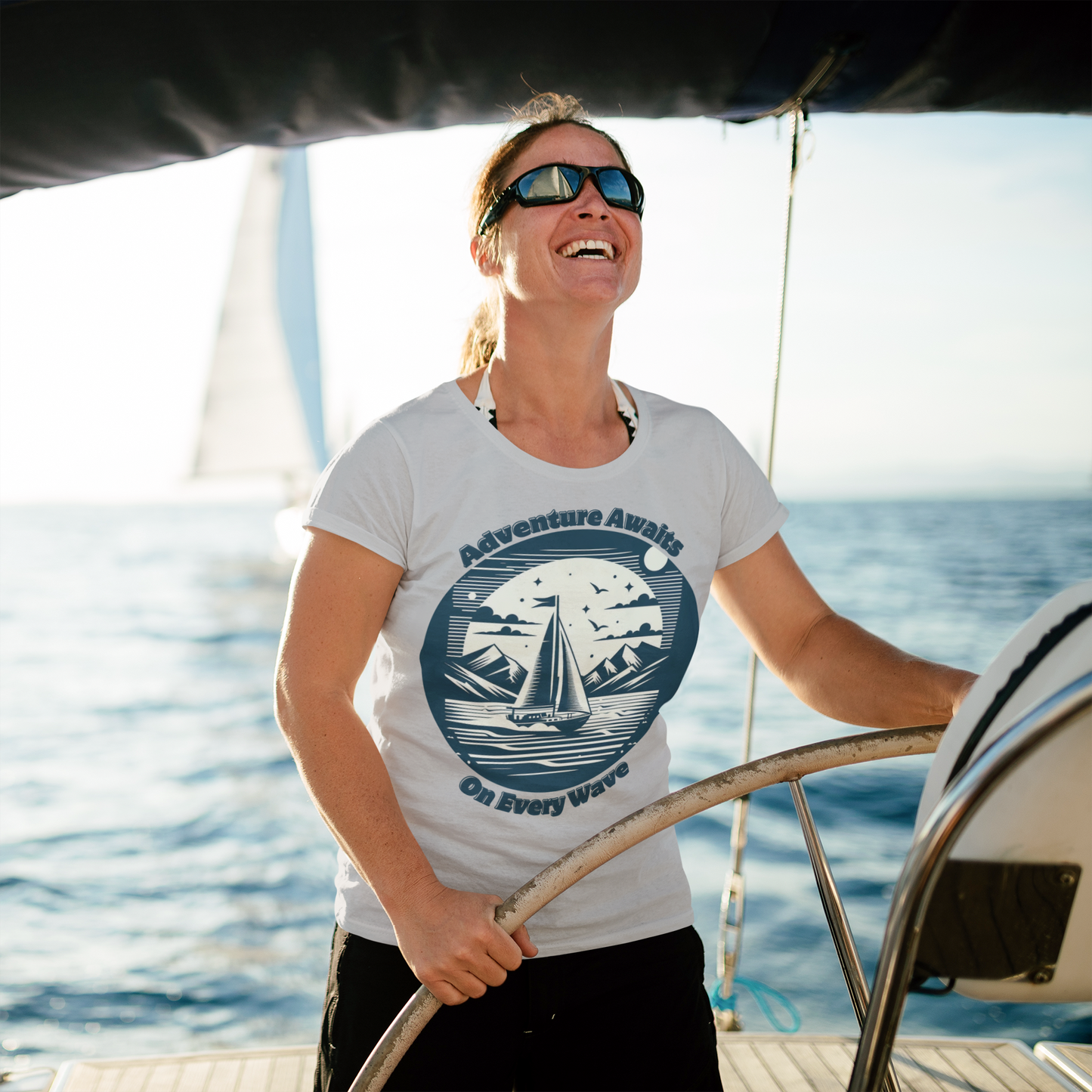 Adventure Awaits on Every Wave – Nautical Sailing Graphic Unisex T-Shirt