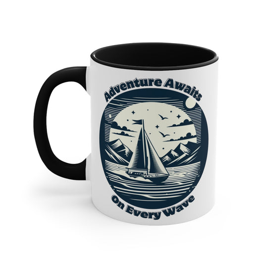 Adventure Awaits on Every Wave – Nautical Sailing Ceramic Mug
