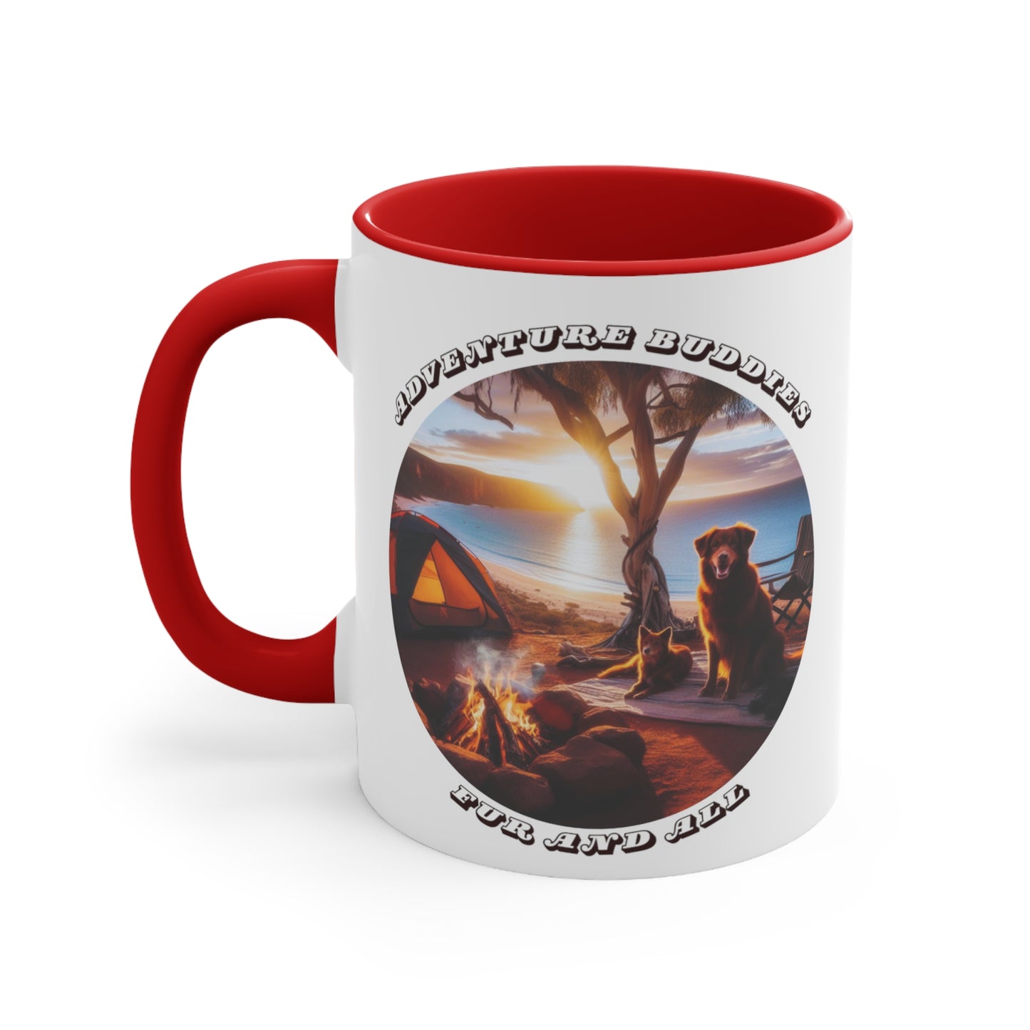 Adventure Buddies, Fur and All – Dog Lover Camping Ceramic Mug