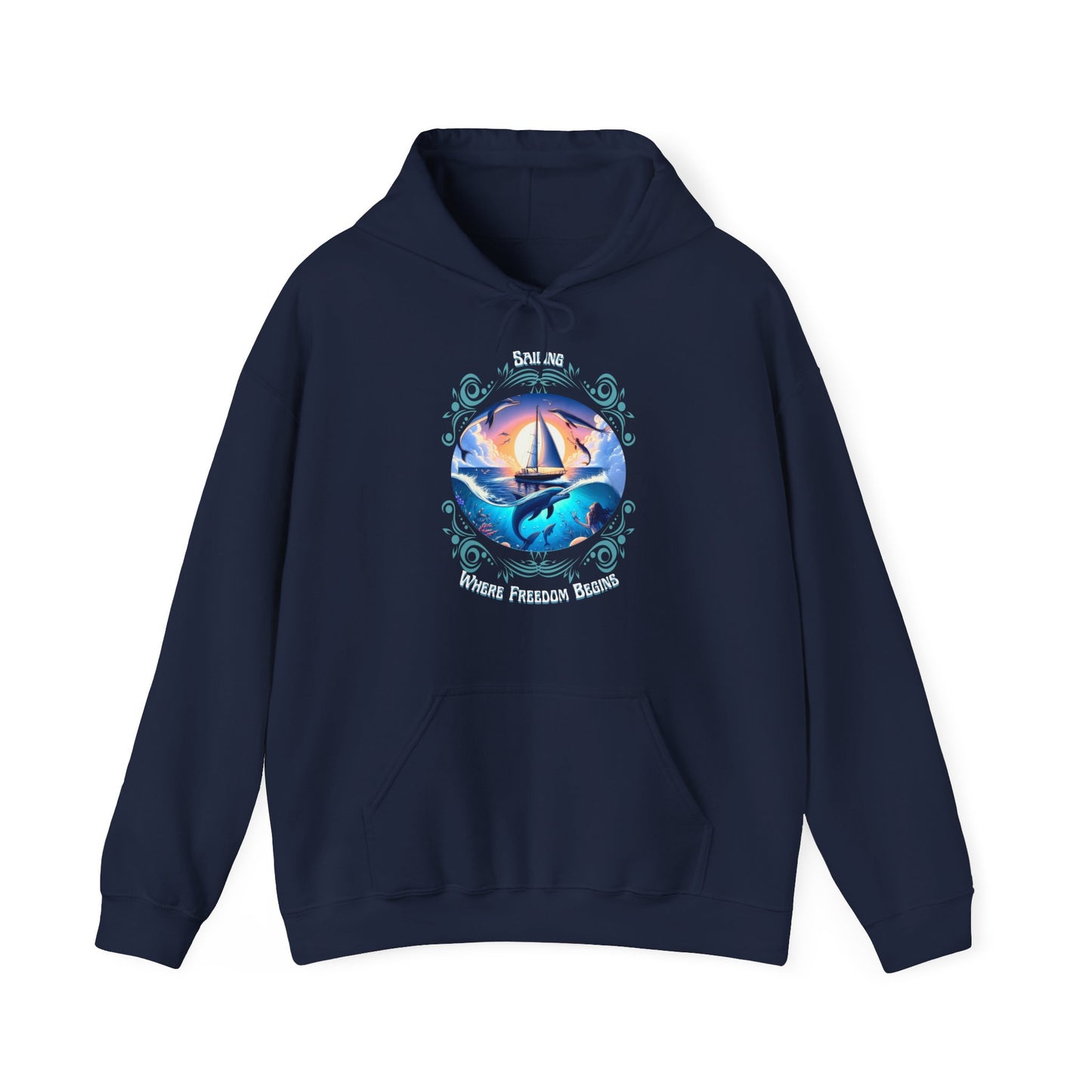 Sailing Where Freedom Begins – Nautical Sailing Hoodie