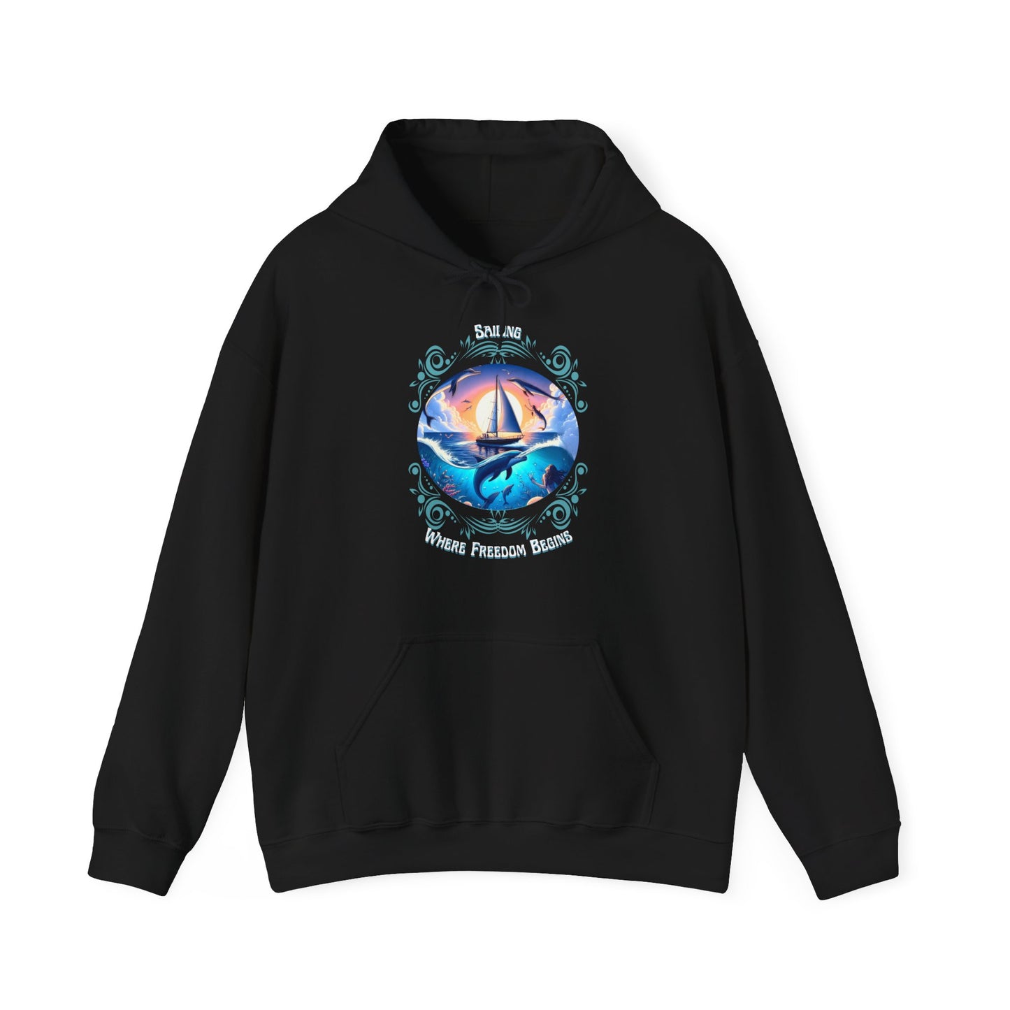 Sailing Where Freedom Begins – Nautical Sailing Hoodie