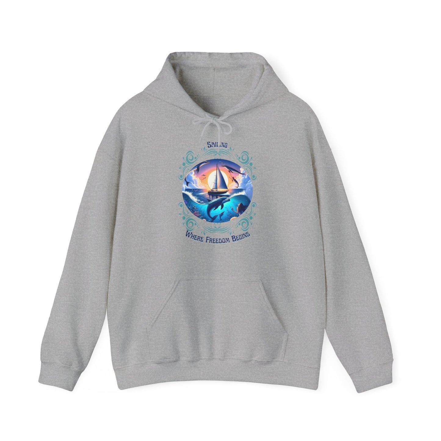 Sailing Where Freedom Begins – Nautical Sailing Hoodie
