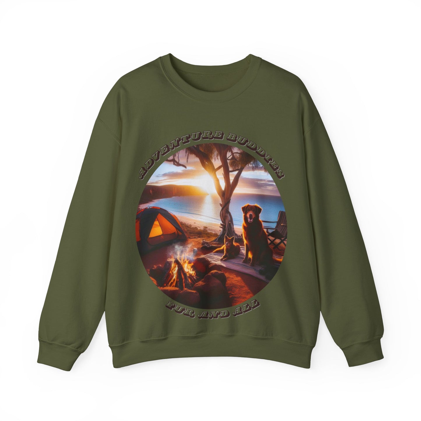 Adventure Buddies, Fur and All – Dog Lover Camping Unisex Sweatshirt